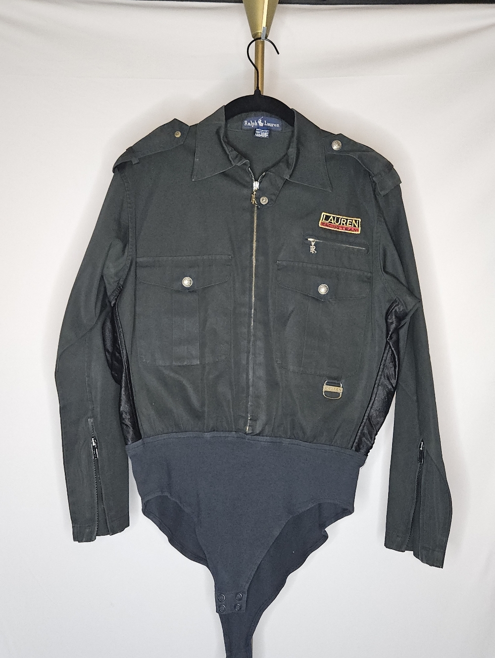 Ralph Lauren Lauren Racing Style Utility Blouson Bodysuit Patch Detail